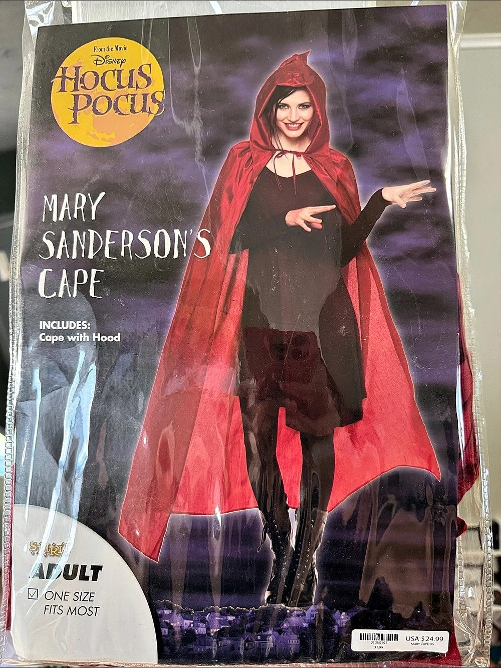 Hocus Pocus Mary Sanderson's Cape Red Hooded Halloween Cape NWT